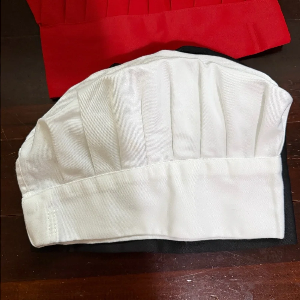 Chef Hat Unisex Adult Mushroon Design Adjustable Set of 3 Black Red White - Picture 3 of 8